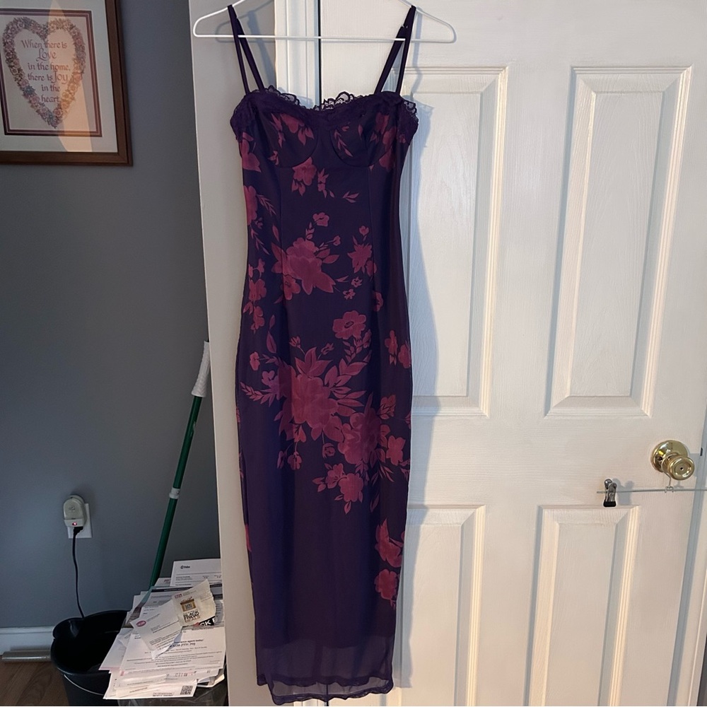 Elegant Purple Floral Dress